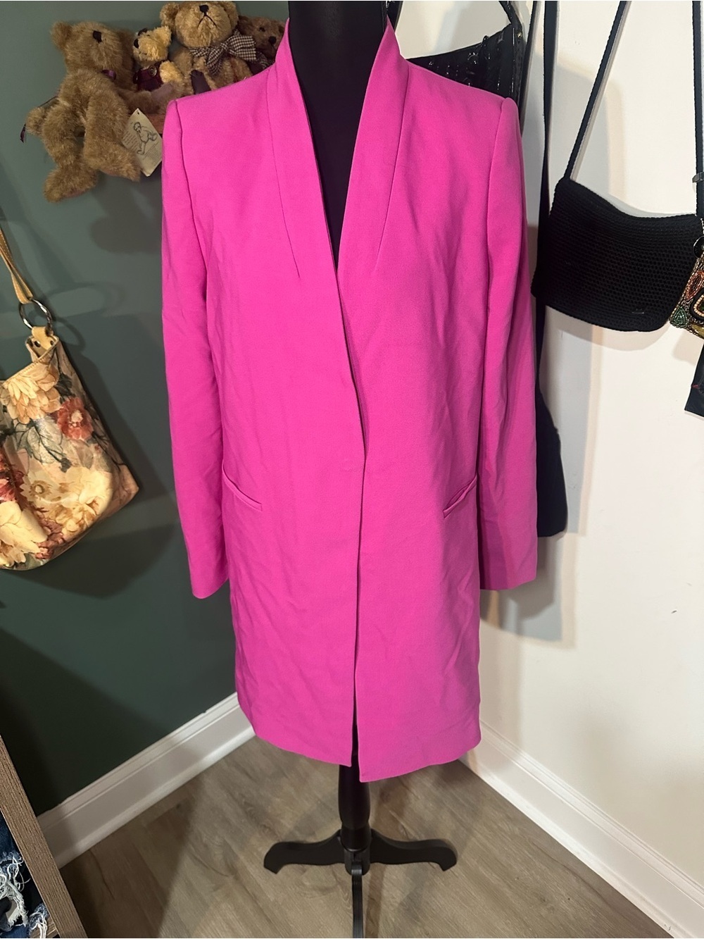 MNG Fuchsia Longline Blazer Coat NWT Oversized XS